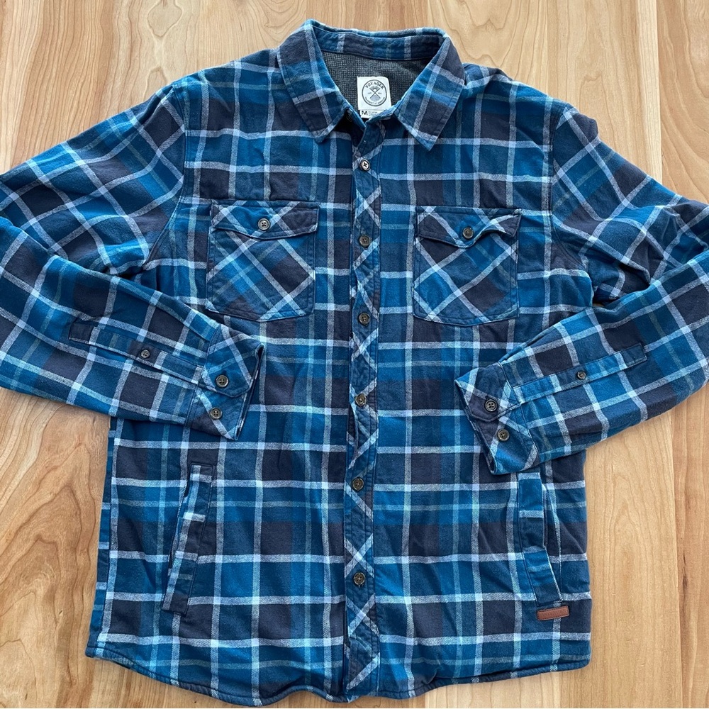 Voyager Thermal Lined Blue Plaid Flannel Shacket